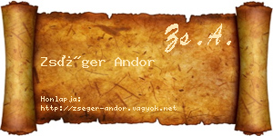 Zséger Andor névjegykártya